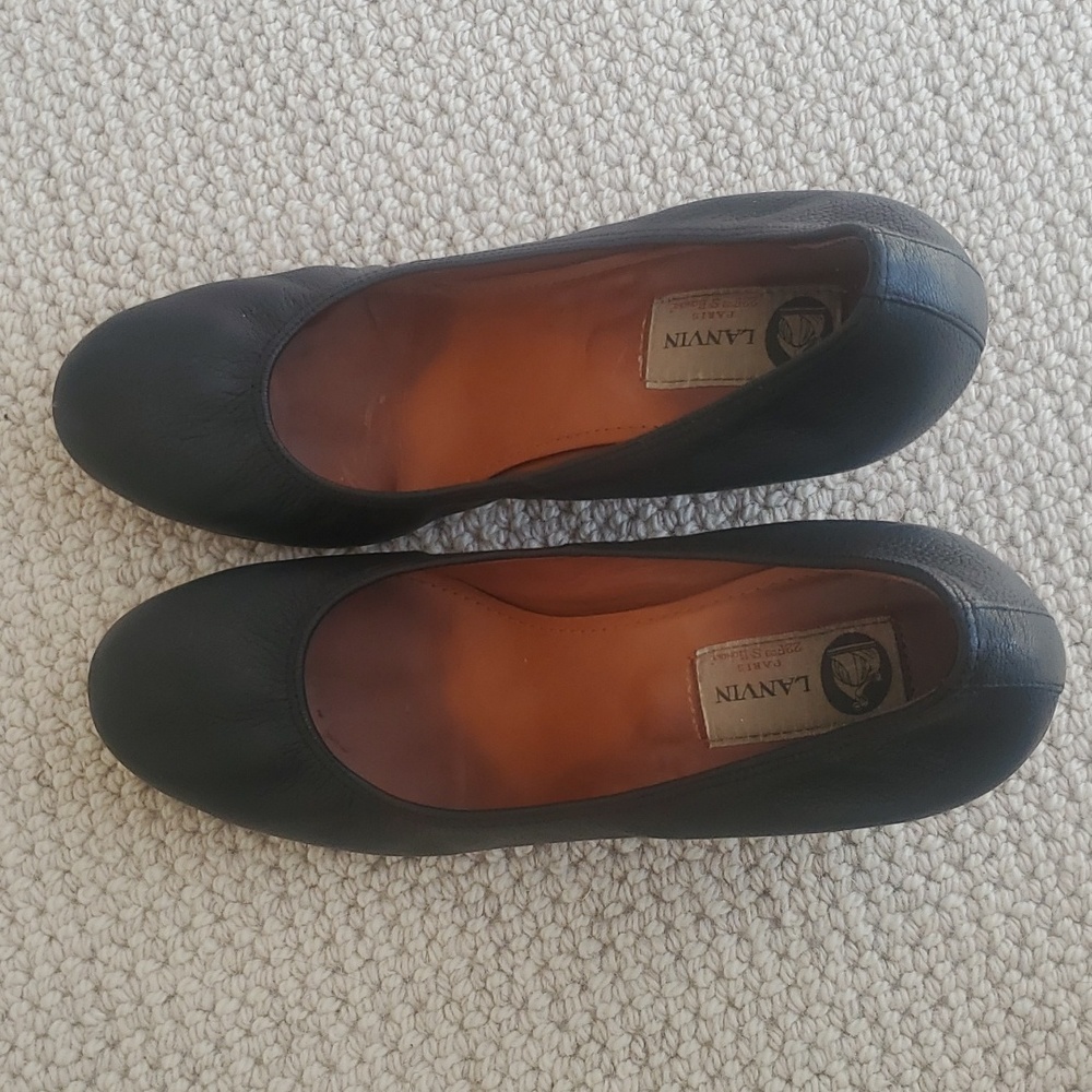 Lanvin Black Leather Wedges - 38.5